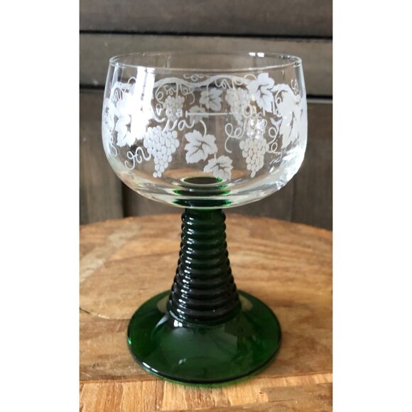 Luminarc France Vintage Grapevine Etching Glasses Beehive Coil Stem Set 6 1970s - Picture 4 of 12